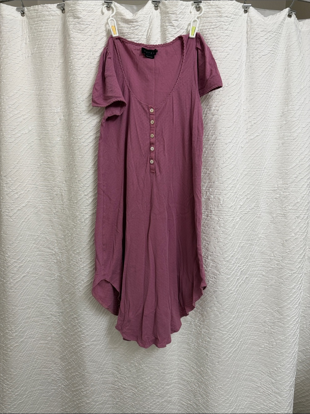 Hatch Mauve Short Sleeve Scoop Neck Henley Nightdress